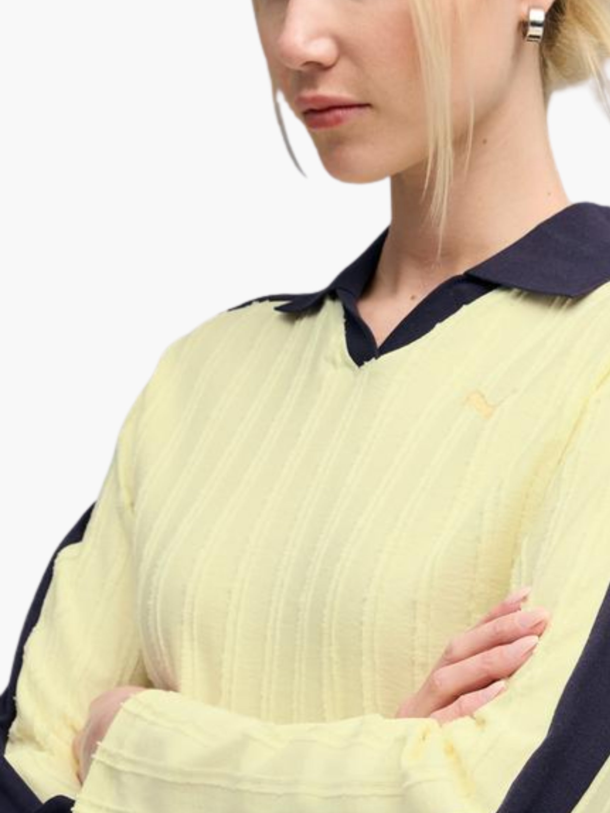 Puma Ladies Long Sleeve Golfer Cream-Navy